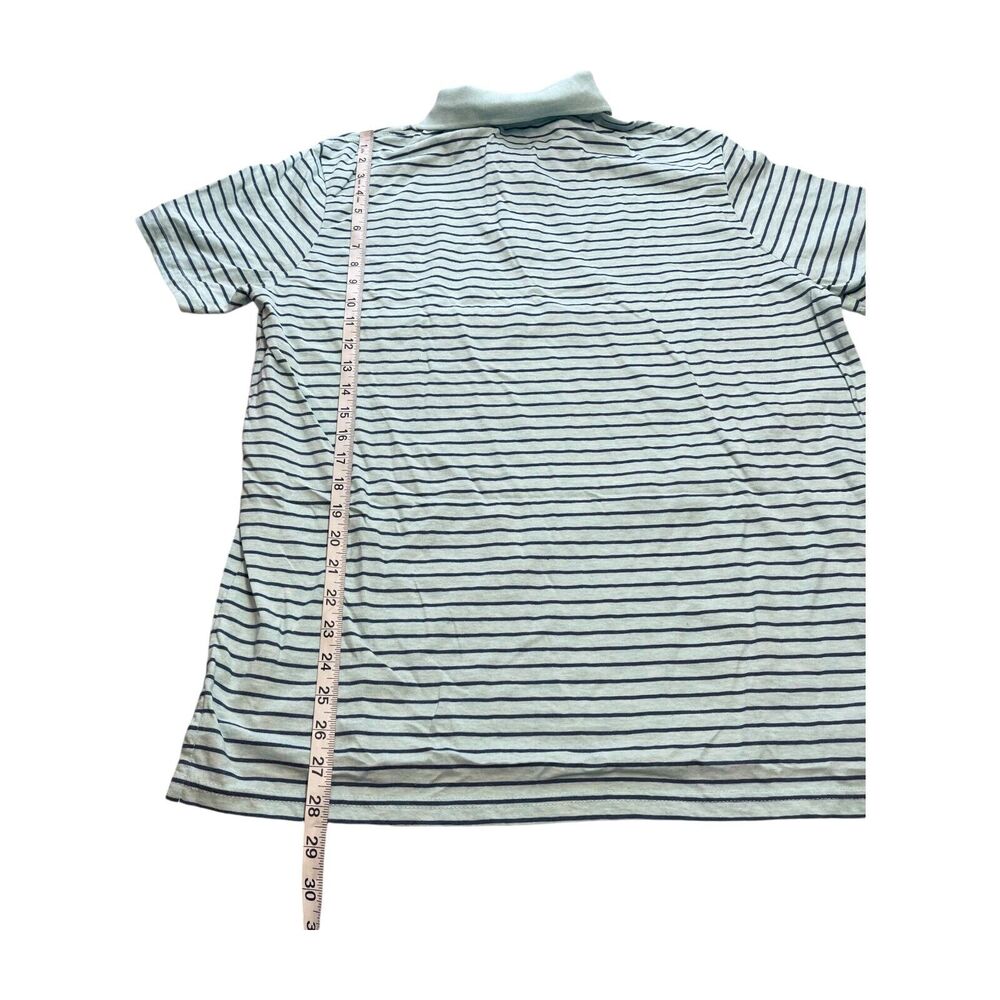 St John's Bay Polo Shirt Men's Large Green Navy Striped Cotton Golf Performance - Picture 4 of 6